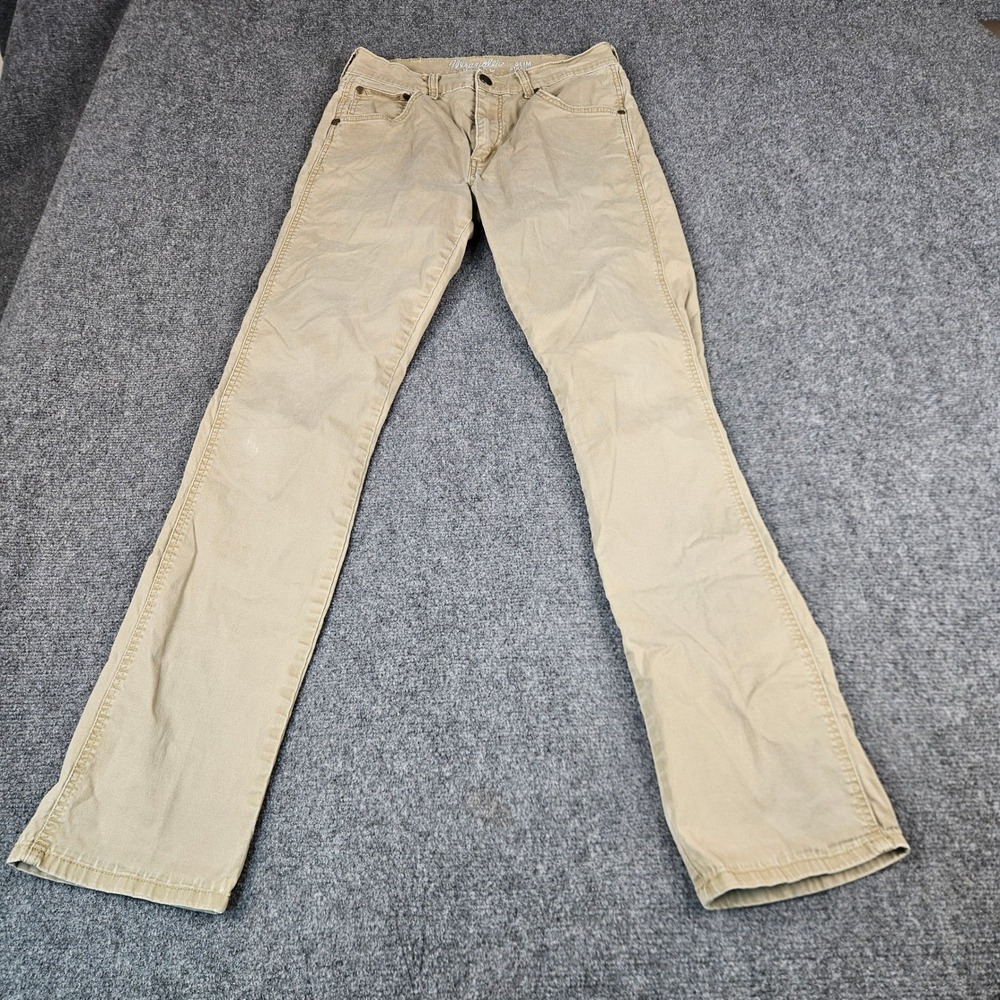 Wrangler Retro Slim Straight Khaki Tan Pants 1088MWZFN Mens 29x32